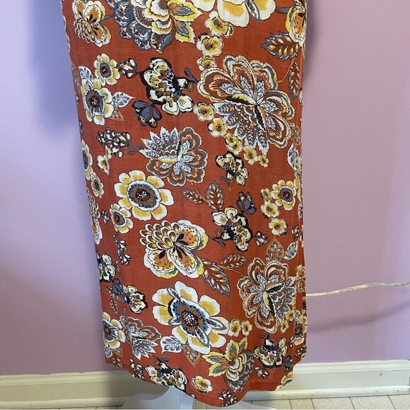 H.I.P Retro Orange Floral Duster Kimono Short Bell Sleeves Open Front Rayon M/L - Picture 7 of 12